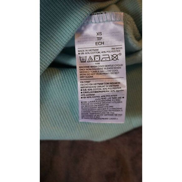 Old Navy Turquoise “Good Vibes” Loose Crew-Neck Cropped Sweatshirt - XS | NWT - Picture 4 of 15